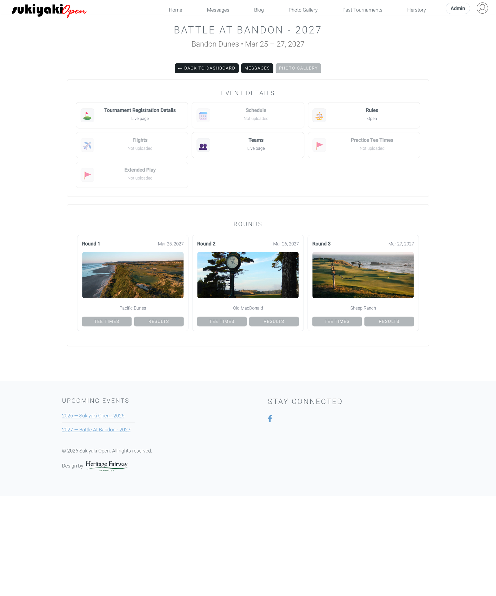 Sukiyaki Open website dashboard