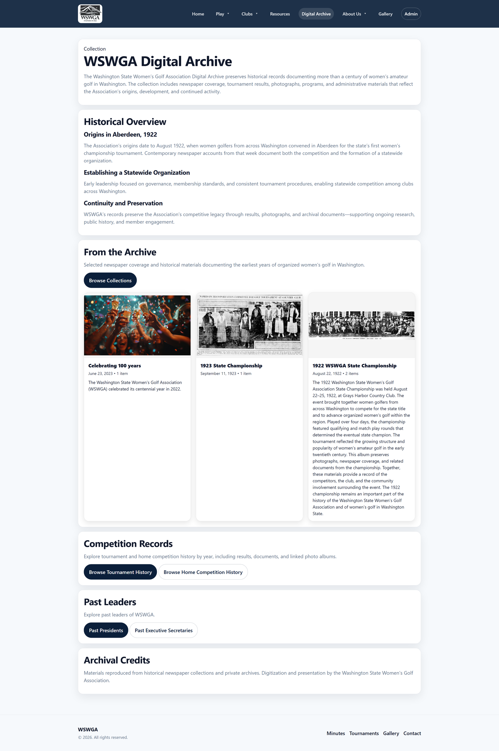 WSWGA history archive